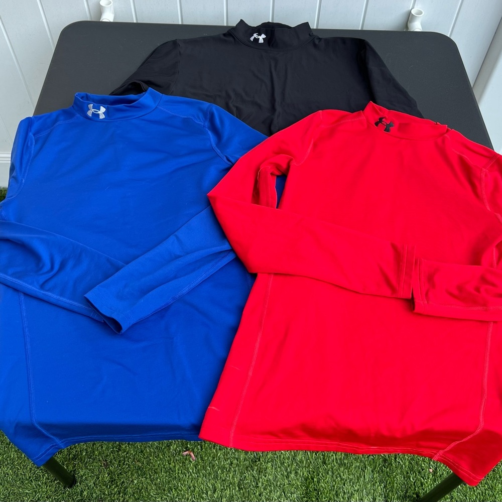 Lot of 3 Under Armour Cold Gear Long Sleeves XL & L